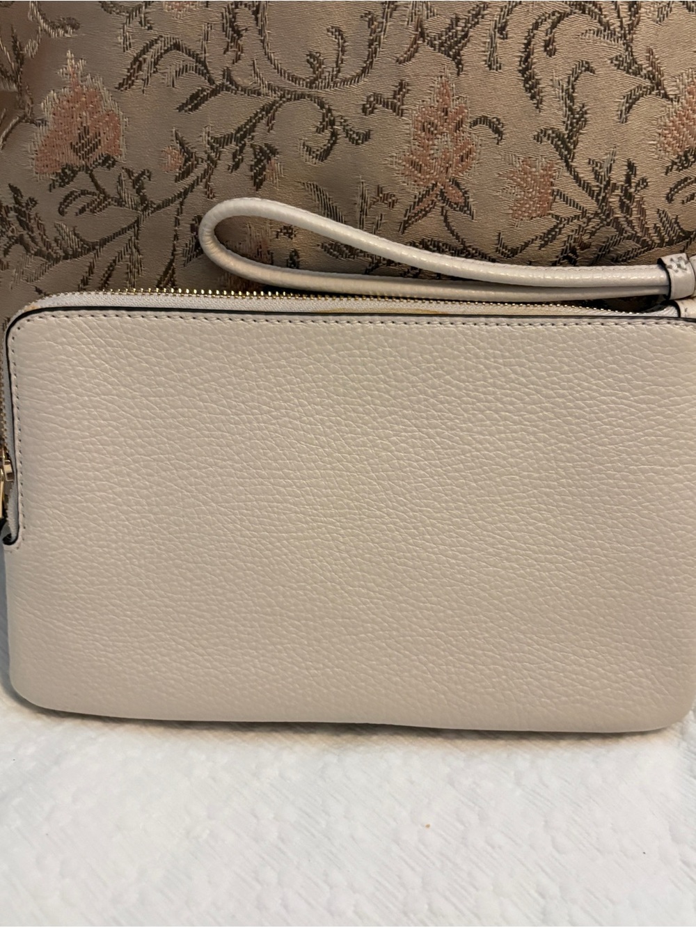 Coach Signature Khaki/Chalk Double Zip Wristlet - Picture 4 of 7